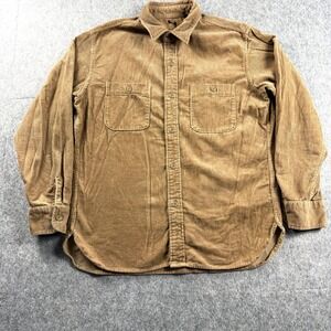 Uniqlo Mens Shirt Long Sleeve  XL Tan Corduroy Button Down Cotton Khaki